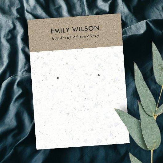 ホワイトクラフトテラゾスタッドイヤリングディスプレイカード 名刺