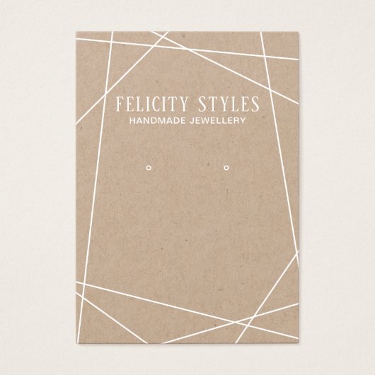 ホワイトクラフト幾何学的フレームイヤリング表示カード (正面)