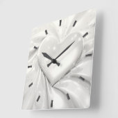 ホワイトクリエレガントームハートウォールクロック スクエア壁時計 (傾斜)