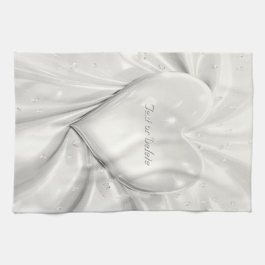 ホワイトクリエレガントームハートキッチンタオル キッチンタオル (横)