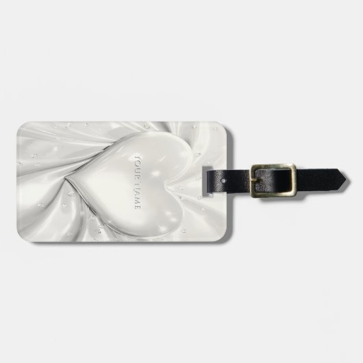 ホワイトクリエレガントームハートラゲージタグ ラゲッジタグ (正面横)