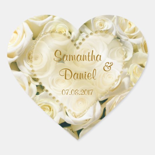 ホワイトクリエレガントームバラステッカー ハートシール (正面)