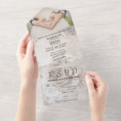 ホワイトクリエレガントームバラフローラ写真Webサイト オールインワン招待状 (貼ってはがせる)