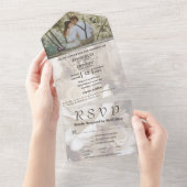 ホワイトクリエレガントームバラフローラ写真Webサイト オールインワン招待状 (貼ってはがせる)