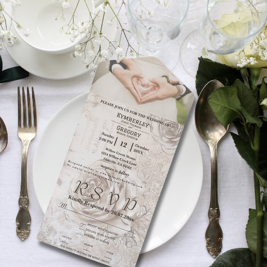 ホワイトクリエレガントームバラフローラ写真Webサイト オールインワン招待状