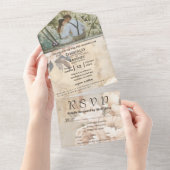 ホワイトクリエレガントーム牡丹フローラ写真サイト オールインワン招待状 (貼ってはがせる)