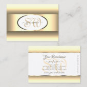 ホワイトクリグラデーションームイニシャルライト金ゴールド縁どデコー 名刺 (正面/裏面)