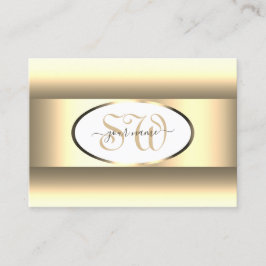 ホワイトクリグラデーションームイニシャルライト金ゴールド縁どデコー 名刺