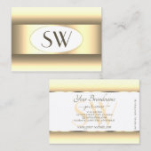 ホワイトクリグラデーションームモノグラム光金ゴールドデコ縁どール 名刺 (正面/裏面)