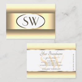 ホワイトクリグラデーションームモノグラム光金ゴールドデコ縁どール 名刺