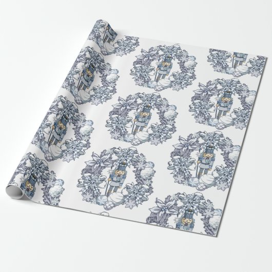 ホワイトクリスマスくるみ割りリース ラッピングペーパー (アンロールド)