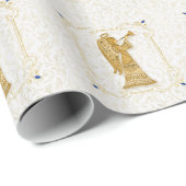 ホワイトクリスマスに金ゴールドハーズでヘラルドエンジェルス ラッピングペーパー (ロールコーナー)