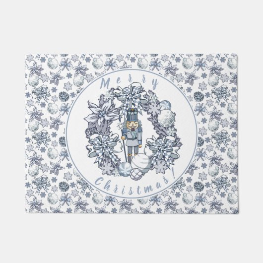 ホワイトクリスマスのくるみ割りのリース ドアマット (正面)