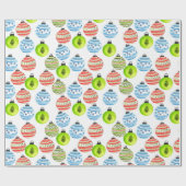 ホワイトクリスマスのオーナメントのギフトの包装紙 ラッピングペーパー (フラット)