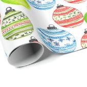 ホワイトクリスマスのオーナメントのギフトの包装紙 ラッピングペーパー (ロールコーナー)