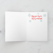 ホワイトクリスマスのホリデーカードドッグ夢 カード (内部)