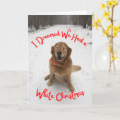 ホワイトクリスマスのホリデーカードドッグ夢 カード (黄色い花)