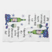 ホワイトクリスマスの夢を見ます、おもしろいなワインの芸術のギフト キッチンタオル (横)