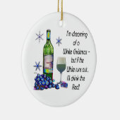 ホワイトクリスマスの夢を見ます、おもしろいなワインの芸術のギフト セラミックオーナメント (右)