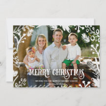 ホワイトクリスマスの完全な写真の横の休日カード