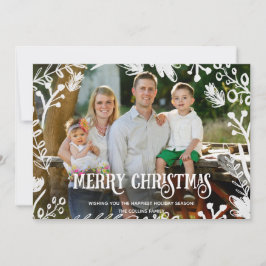 ホワイトクリスマスの完全な写真の横の休日カード シーズンカード