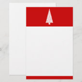 ホワイトクリスマスの木。 赤。 現代 便箋 (正面/裏面)