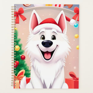🎁ホワイトクリスマスの犬サンタ帽子ギフトアイデア✨ プランナー手帳