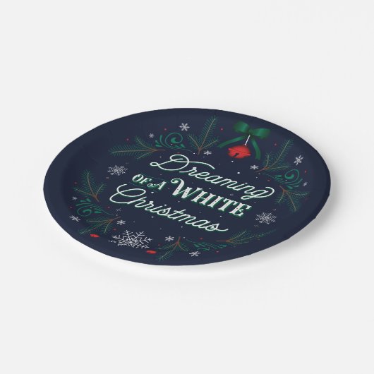 ホワイトクリスマスの紙のパーティーのプレートの夢を見ること ペーパープレート (アングル)