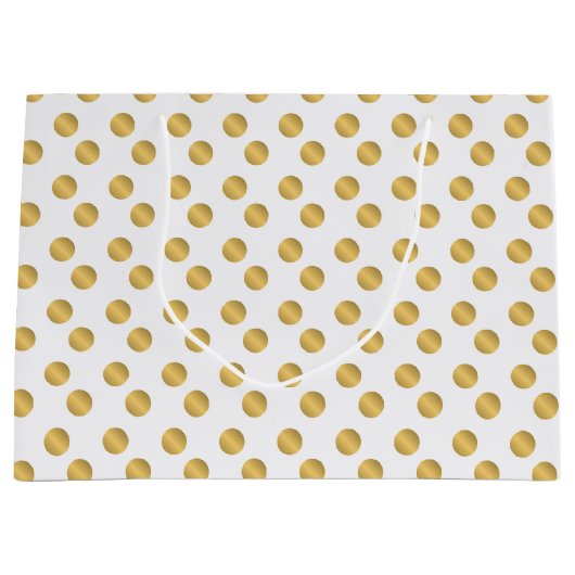 ホワイトクリスマスの金水玉模様パターン ラージペーパーバッグ (正面)