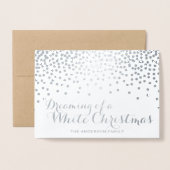 ホワイトクリスマスの銀ぱくカードの夢を見ること 箔カード (封筒付き正面)
