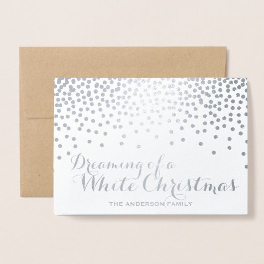 ホワイトクリスマスの銀ぱくカードの夢を見ること 箔カード (封筒付き正面)