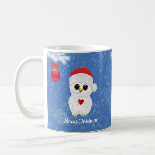 ホワイトクリスマスふくろう コーヒーマグカップ (左)