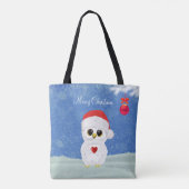 ホワイトクリスマスふくろう トートバッグ (裏面)