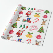 ホワイトクリスマスアイコンラッピング紙 ラッピングペーパー (アンロールド)