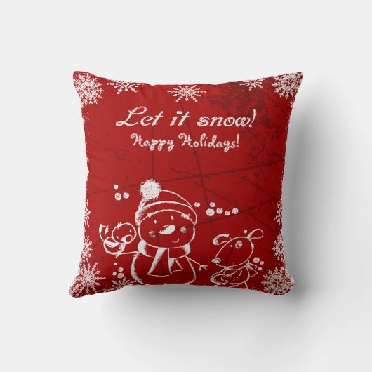ホワイトクリスマスイラストレーション クッション (裏面)