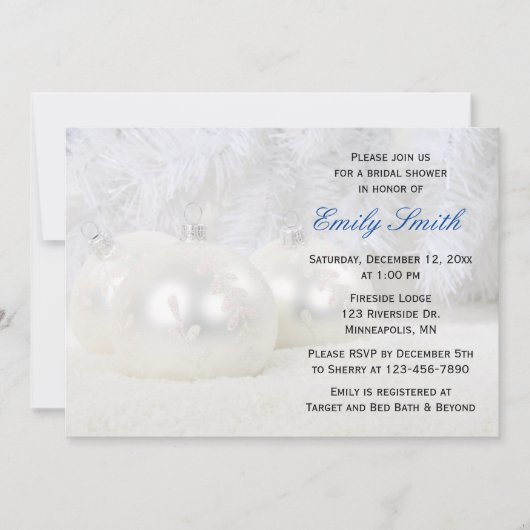 ホワイトクリスマスウィンターブライダルシャワー 招待状 (正面)