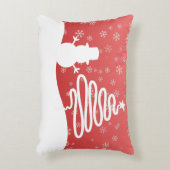 ホワイトクリスマスウィンターワンダーランド雪だるまツリー アクセントクッション (正面(垂直))