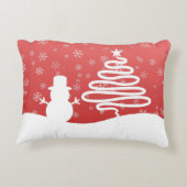 ホワイトクリスマスウィンターワンダーランド雪だるまツリー アクセントクッション (裏面)