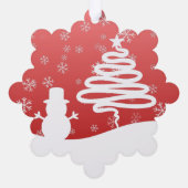 ホワイトクリスマスウィンターワンダーランド雪だるまツリー オーナメントカード (裏面)