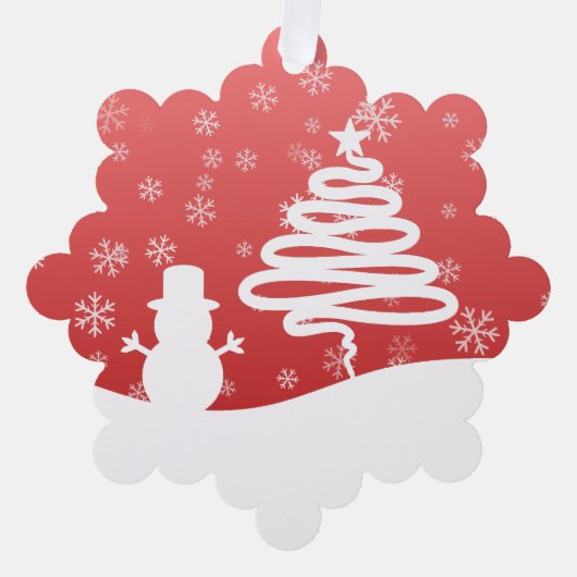 ホワイトクリスマスウィンターワンダーランド雪だるまツリー オーナメントカード (正面)