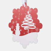 ホワイトクリスマスウィンターワンダーランド雪だるまツリー オーナメントカード (左)