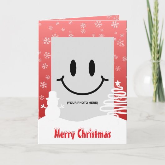 ホワイトクリスマスウィンターワンダーランド雪だるまツリー カード (正面)