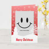 ホワイトクリスマスウィンターワンダーランド雪だるまツリー カード (黄色い花)