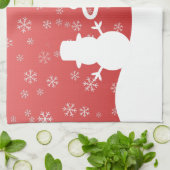 ホワイトクリスマスウィンターワンダーランド雪だるまツリー キッチンタオル (折り畳み)