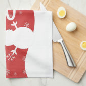ホワイトクリスマスウィンターワンダーランド雪だるまツリー キッチンタオル (四つ折り)