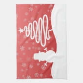 ホワイトクリスマスウィンターワンダーランド雪だるまツリー キッチンタオル (縦)