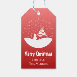 ホワイトクリスマスウィンターワンダーランド雪だるまツリー ギフトタグ