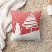ホワイトクリスマスウィンターワンダーランド雪だるまツリー クッション (ブランケット)