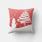 ホワイトクリスマスウィンターワンダーランド雪だるまツリー クッション (裏面)