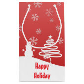 ホワイトクリスマスウィンターワンダーランド雪だるまツリー スモールペーパーバッグ (裏面)